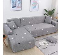 Hiseng Elastic L Shape Sofa Covers 2pcs Sectional Sofa Covers Chaise Longue Stretch Slipcovers Furniture Protector Removable Full Covered Home Décor (L,3 seats + 3 seats)
