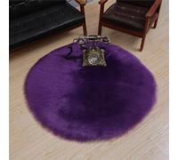 Hiseng Faux Fur Fluffy Rug Round, Soft Shaggy Rugs Anti-slip Floor Carpet Soft Comfortable Area Rugs for Living Room, Bedroom, Sofa Floor, Home Decor (30cm,Purple)
