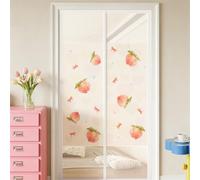Hiseng Fruit Print Magnetic Fly Screen Door,Privacy Fly Screens for Doors Mesh Curtain,Magnets Full Frame Hook and Loop with Powerful Top-Bottom for Patio Balcony Kitchen (Peaches,80x200cm)