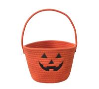 Hiseng Halloween Candy Bag, Halloween Trick or Treat Bag, Candy Basket, Multipurpose Woven Cotton Rope Gift Baskets (Orange Pumpkin, 1 Piece)