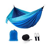 Hiseng Hammock Single/Double, Blue Series Hammocks with Tree Straps & Aluminum Alloy Carabiners, Lightweight Breathable Hanging Chair for Garden Beach Travel Outdoor Camping (Blue 1,270x140cm)