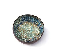 Hiseng Hand Painted Natural Coconut Bowl - Classic Prints Decorative Key Storage for Hallways, Jewellery, Nuts, Candy (Cyan)
