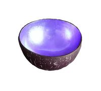 Hiseng Hand Painted Natural Coconut Key Bowl - Solid Colour Print Decorative Storage for Hallways, Jewellery, Nuts, Candy (Purple)