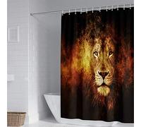 Hiseng Hiser Shower Curtain Waterproof Quick Dry Bathroom Bath Curtains Polyester Fabric Washable Bath Curtain for Bathtub and Shower Stall, with 12 Hooks - Lion Print (king,90x180cm)