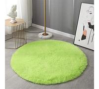 Hiseng Indoor Round Area Rug, Hiser Modern Extra Soft Fluffy Long Carpet Living Room Shaggy Nursery Kids Playing Mat Bedroom Dining Room Floor Mat Home Decor (Green,120x120cm)
