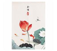 Hiseng Japanese Noren Curtain Long Type Door Tapestry for Home Decoration, Bedroom Kitchen Restaurant Bathroom Doorway Curtain, Toilet Partition Hanging Curtain (Pond carp,100x150cm)