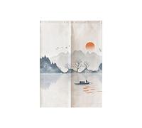 Hiseng Japanese Noren Curtain Long Type Door Tapestry for Home Decoration, Bedroom Kitchen Restaurant Bathroom Doorway Curtain, Toilet Partition Hanging Curtain (Ink painting 3,75x150cm)