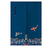 Hiseng Japanese Noren Curtain Long Type Door Tapestry for Home Decoration, Bedroom Kitchen Restaurant Bathroom Doorway Curtain, Toilet Partition Hanging Curtain (Navy blue,85x150cm)