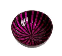 Hiseng Key Bowl,Hand Painted Natural Coconut Bowls,Line Print Decorative Bowl,Key Bowl for Hallways,Storage Bowl for Jewellery,Nuts,Candy (Pink)