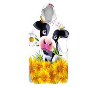 Hiseng Kids Bathrobe Quick Dry Lightweight Poncho with Hooded Microfibre Animal Pattern Towel Poncho Adult Beach Surfing Swimming Changing Robe (Cows,75x145cm)