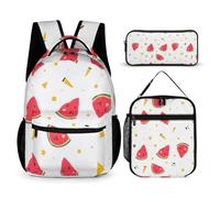 Hiseng Large Capacity School Backpack Set with Lunch Bag Pencil Case (Watermelon)