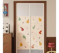Hiseng Magnetic Fly Screen Door Duty Fly Screen for Doors Mesh Curtain with Powerful Top-to-Bottom Magnets Full Frame Hook and Loop for Patio Balcony Kitchen Door (Pear,110x200cm)