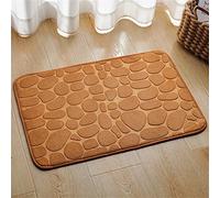 Hiseng Memory Foam Bath Mat, Non Slip Machine Washable Bathroom Mat, Highly Absorbent Supersoft Shower Mat, Microfiber Bath Rug Foot Mat for Bathroom Floor (60 * 90cm,Brown)