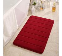 Hiseng Memory Foam Bath Mat, Non Slip Machine Washable Bathroom Mat, Highly Absorbent Supersoft Shower Door Mat, Microfiber Bath Rug Foot Mat for Bathroom Floor (50x80CM,Burgundy)
