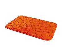 Hiseng Memory Foam Bath Mat, Non Slip Machine Washable Bathroom Mat, Highly Absorbent Supersoft Shower Mat, Microfiber Bath Rug Foot Mat for Bathroom Floor (40x60cm,3D Orange)
