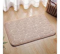 Hiseng Memory Foam Bath Mat, Non Slip Machine Washable Bathroom Mat, Highly Absorbent Supersoft Shower Mat, Microfiber Bath Rug Foot Mat for Bathroom Floor (50 * 80cm,Khaki)