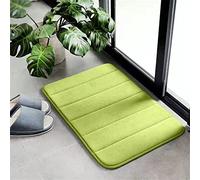 Hiseng Memory Foam Bath Mat, Non Slip Machine Washable Bathroom Mat, Highly Absorbent Supersoft Shower Mat, Microfiber Bath Rug Foot Mat for Bathroom Floor (50x80cm,-green -)
