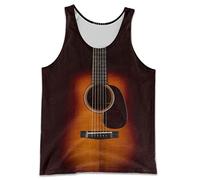 Hiseng Men Vest Sports Tank Top 3D Funny Guitar Print Gym Athletic Fitness Muscle Bodybuilding Summer Sleeveless T Shirt Run Tank S-5XL