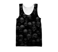 Hiseng Men Vest Sports Tank Top Gym Athletic Fitness Muscle Bodybuilding Summer Sleeveless T Shirt Run Tank S-5XL - 3D Skull Printed