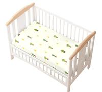 Hiseng Microfiber Crib Sheets, Cot Bed Sheets Cactus Pattern Cot Fitted Sheets Bassinet Mattress, Soft and Comfortable Toddler Bed Sheets for Boys, Girls (Crown,60x120cm)