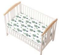 Hiseng Microfiber Crib Sheets, Cot Bed Sheets Cactus Pattern Cot Fitted Sheets Bassinet Mattress, Soft and Comfortable Toddler Bed Sheets for Boys, Girls (White,51x85cm)