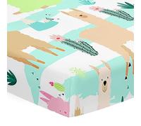 Hiseng Microfiber Crib Sheets, Cot Bed Sheets with 3D Alpaca Printed Cot Fitted Sheets Bassinet Mattress, Soft and Comfortable Toddler Bed Sheets for Boys, Girls (Stripes,60x120x20cm)