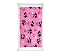 Hiseng Microfiber Crib Sheets, Cot Bed Sheets with 3D Dog Paw Pattern Cot Fitted Sheets Bassinet Mattress, Soft and Comfortable Toddler Bed Sheets for Boys Girls (Rose Red,65x95cm)