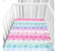 Hiseng Microfiber Crib Sheets, Cot Bed Sheets with Colorblocks Pattern Cot Fitted Sheets Bassinet Mattress, Soft and Comfortable Toddler Bed Sheets for Boys, Girls (Pink,65x95cm)