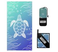 Hiseng Microfibre Beach Towels for Adults, Extra Large Swimming Towel Lightweight - Quick Dry and Lightweight - Swim Bath for Travel Beach Pool Swimming Camping (White turtle,70 * 140cm)