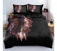 Hiseng Microfibre Duvet Set, 3D Print Patter Bedding 2/3 Piece Soft Duvet Cover with 1/2 Pillow Cases, Machine Washable Quilt Cover for Single and Double Bed (Rose 16,135x200cm-2pcs)
