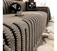 Hiseng Modern Sofa Covers Large Throws for Sofas Winter Warmth Short Plush Sofa Throws, Ersatile Soft Blankets for Settees, Couch, Armchair, Bed (Brown Gray,180x130cm)