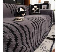 Hiseng Modern Sofa Covers Large Throws for Sofas Winter Warmth Short Plush Sofa Throws, Ersatile Soft Blankets for Settees, Couch, Armchair, Bed (Dark Gray,180x380cm)