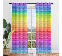 Hiseng Net Curtains for Windows, Voile Fabric 2 Panels, Rainbow Printed Eyelet Extra Long Extra Wide Curtains, Net Curtain For Living Room Kitchen Door Window (107x213cm,rainbow curtains)