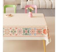 Hiseng Oilcloth Table Cloth Wipe Clean, Wipeable Water Resistant PVC Table Cover,Plastic Vinyl Tablecloth Rectangular,Waterproof Tablecloths for Kitchen Garden (Moroccan style,100x100cm)