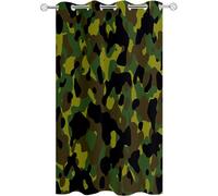 Hiseng Outdoor Curtains Waterproof 1 Panel Camouflage Print Pergola Curtains Eyelet Top Blackout Curtain Thick Privacy Thermal Insulated Sunshade Curtains for Garden (71x84in,Green 2)