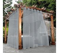 Hiseng Outdoor Curtains Waterproof for Garden Pergola 2 Panels Sheer Outdoor Curtains Semi Voile Sheer Curtains Transparent Curtains with Eyelets for Patio, Gazebo, Cabana 3 Colors (132x274cm,Grey)