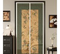 Hiseng Plant Butterfly Print Magnetic Fly Screen Door, Fly Screens for Doors Mesh Curtain,Magnets Full Frame Hook and Loop with Powerful Top-Bottom for Patio Balcony Kitchen (Dark Green,80x200cm)