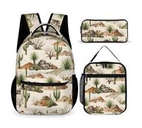 Hiseng Plant Print School Backpack Set with Lunch Bag Pencil Case (Plant)