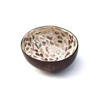 Hiseng Polka Dot Hand Painted Natural Coconut Bowl, Classic Prints Decorative Bowl, Key Bowl for Hallways, Storage Bowl for Jewellery, Nuts, Candy (500ml)