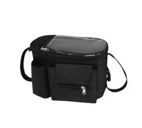 Hiseng Pram Bag Pram Accessories with Cup Holders, Universal Pram Organiser Multifunctional Buggy Bag, Pram Organiser Bag for Diaper Storage, Baby Bottle & Toys Fits (30x15x20cm,Simple Black)