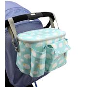 Hiseng Pram Bag Pram Accessories with Cup Holders, Universal Pram Organiser Multifunctional Buggy Bag, Pram Organiser Bag for Diaper Storage, Baby Bottle Fits (31x15x20cm,Green Sheep)