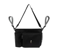 Hiseng Pram Bag Pram Accessories with Cup Holders, Universal Pram Organiser Multifunctional Buggy Bag, Pram Organiser Bag for Diaper Storage, Baby Bottle & Mobile Phone (Black,31x15x20cm)