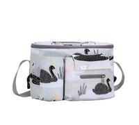 Hiseng Pram Bag Pram Accessories with Cup Holders, Universal Pram Organiser Multifunctional Buggy Bag, Pram Organiser Bag for Diaper Storage, Baby Bottle & Toys Fits (31x15x20cm,Black swan)