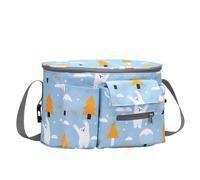 Hiseng Pram Bag Pram Accessories with Cup Holders, Universal Pram Organiser Multifunctional Buggy Bag, Pram Organiser Bag for Diaper Storage, Baby Bottle & Toys Fits (31x15x20cm,Polar Bear)