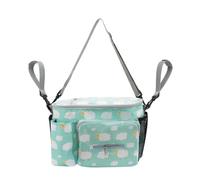 Hiseng Pram Bag Pram Accessories with Cup Holders, Universal Pram Organiser Multifunctional Buggy Bag, Pram Organiser Bag for Diaper Storage, Baby Bottle & Mobile Phone (Green Sheep,31x15x20cm)