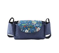 Hiseng Pram Bag Pram Accessories with Cup Holders, Zoo Print Universal Pram Organiser Multifunctional Buggy Bag, Pram Organiser Bag for Diaper Storage, Baby Bottle Toys (Giraffe,35x15x11cm)