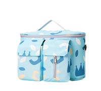 Hiseng Pram Bag Pram Accessories with Insulated Cup Holders, Universal Pram Organiser Multifunctional Buggy Bag, Pram Organiser Bag for Baby Bottle & Toys (Blue Geometry,31x15x20cm)