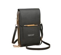 Hiseng Pure Colour Cross Body Bag Women,PU Leather Crossbody Phone Bag With Adjustable Strap and Card Slots, Women Zipper Versatile Phone Bag,Small Coin Purse Handbag Shoulder Bag (Black)