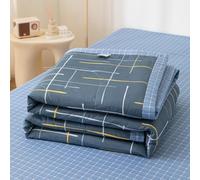 Hiseng Quilt 2.5 Tog Double Single, Flower Series Lightweight Cotton Coverless Duvet Quilted Comforter for All Seasons, Reversible and Machine Washable (Blueberry blue,150x 200 cm)