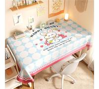 Hiseng Rabbit Print PVC Table Cloth Wipe Clean, Wipeable Water Resistant Oilcloth Table Cover,Plastic Vinyl Tablecloth Rectangular,Waterproof Tablecloths (White bunny,60 * 120CM)
